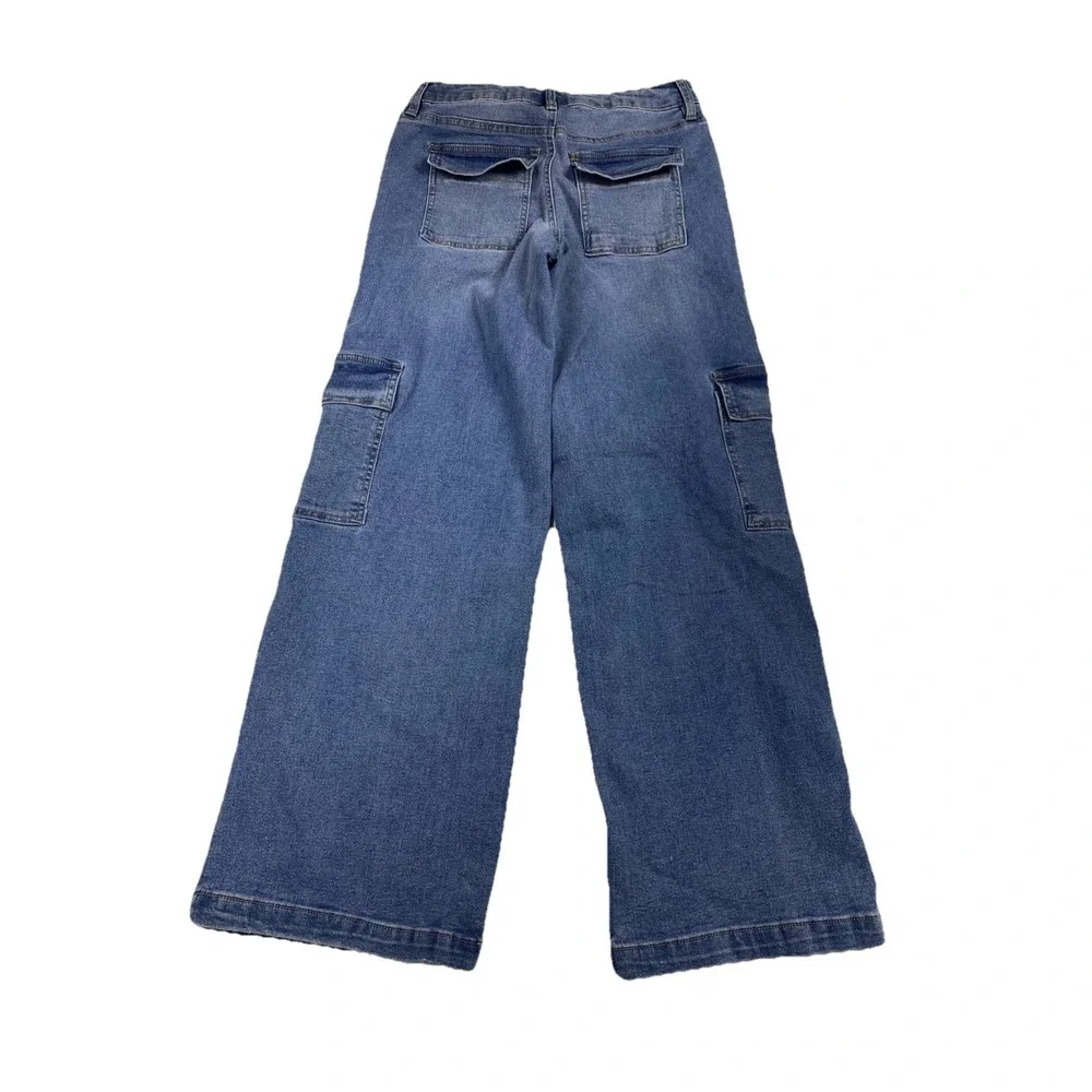 No Boundaries Jeans Size 0, Blue Wide‎ Leg Cargo - Picture 11 of 13